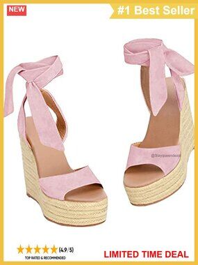 Womens Platform Espadrille Wedges Open Toe High Heel Sandals Ankle Strap Buckle